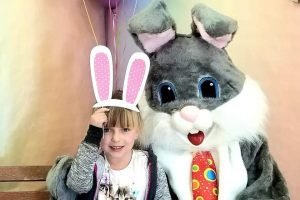 Picture of blonde girlwith Easter Bunny